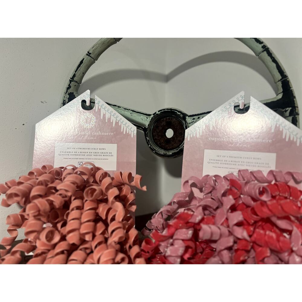 Cupcakes & Cashmere Curly Gift Bows Set Red Pink Holiday Decor‎